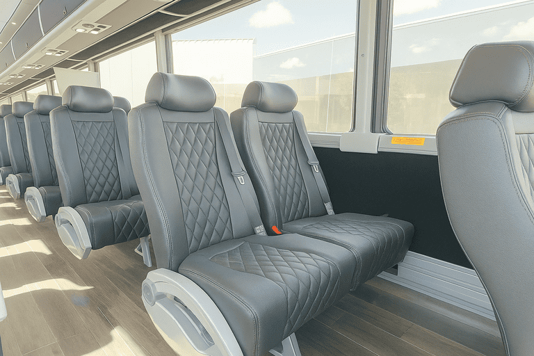 interior of Warwick Coach Bus Service charter bus