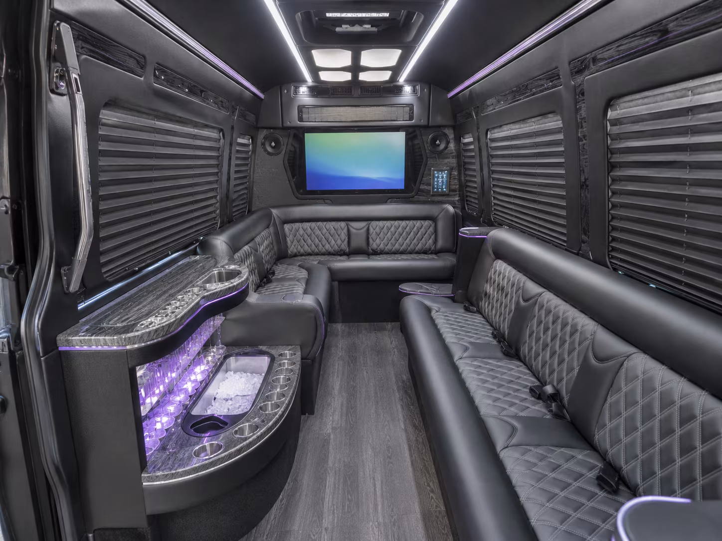 warwick 30 passenger party bus inside